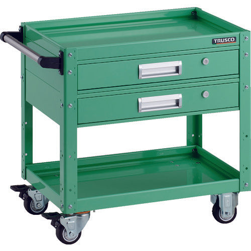 TRUSCO Tool Wagon Eagle Wagon 600 x 400 x H600 with 2 drawers, urethane wheels, Young Green EGW-662V2U-YG 1 unit