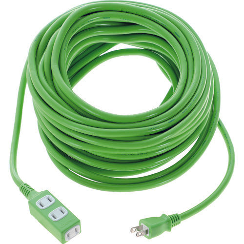 TRUSCO Soft Type Plug 3-Outlet Tap Type 20m Green TRIS15-203-GN 1 Piece