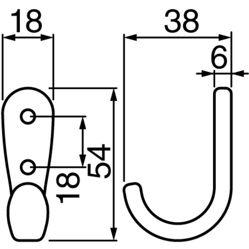 TRUSCO Zinc Hook 54mm Silver AHJ54-SV 1 pc