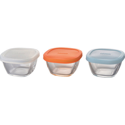 HARIO 食品用容器 耐熱ミニ角小鉢シリコンフタ3個セット 110ml MKK-SI-2024 1 S