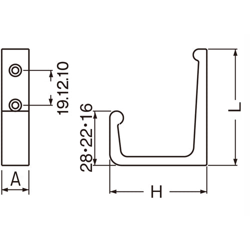 TRUSCO 알루미늄 L형 후크 60mm 실버 - AH60-SV 1개