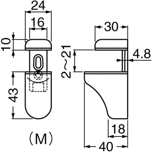 TRUSCO 선반 받침 브래킷 선반 그립 블랙 광택 판 두께 2 ~ 21mm 용 아연 합금 다이 캐스팅 TSG221-BK 1 개