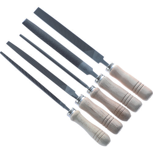 TRUSCO 철공용 야스리 나무 무늬 첨부 5종류 세트 중목 날 길이 150 TST15002S 1상자