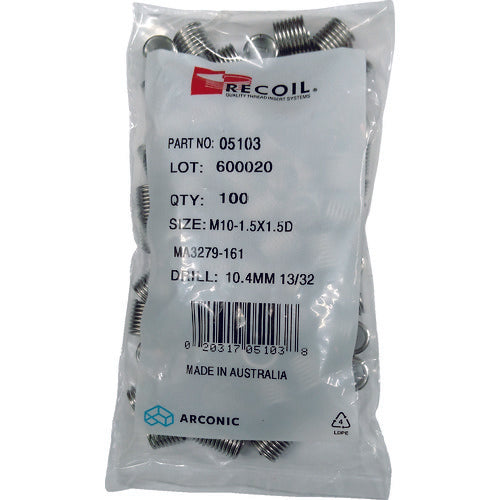 리코일 인서트 나사 리코일 SUS304 적용 볼트 나사:M3-0.50×2D(100개들이) 05034 1봉