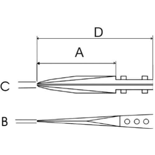 idealtek ESDセラミックピンセット チップ交換タイプ 先尖型 135mm 72ZJ-SA-0-IT 1 本