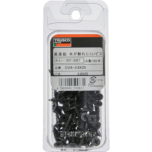 TRUSCO 나무가 깨지기 어려운 나사 흑아연 도금 3.8X25 105개입 CVA-3.8X25 1 PK