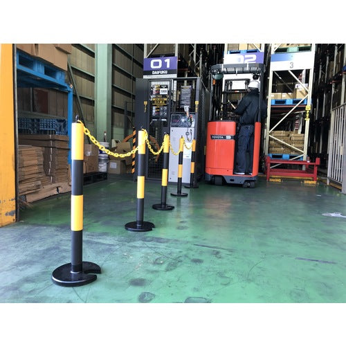 TRUSCO Soft Rubber Pole Yellow/Black 88cm with 10mm Anchor Hole Indoor Type TGP-03A 1 Pcs