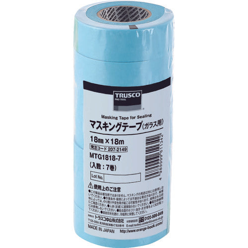 TRUSCO Masking Tape (for Glass) 18mm x 18m 7 Rolls MTG1818-7 1 PK