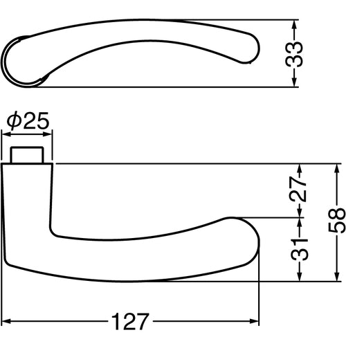 TRUSCO Curved Lever Handle with Tubular Lock DH313-SV 1 pc