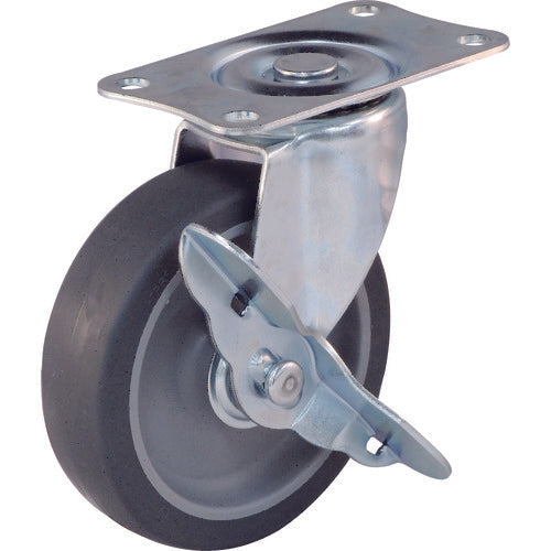 TRUSCO 대차용 캐스터 Φ100 엘라스토머차 자재 스토퍼 부착 TYSG-100ELS 1개