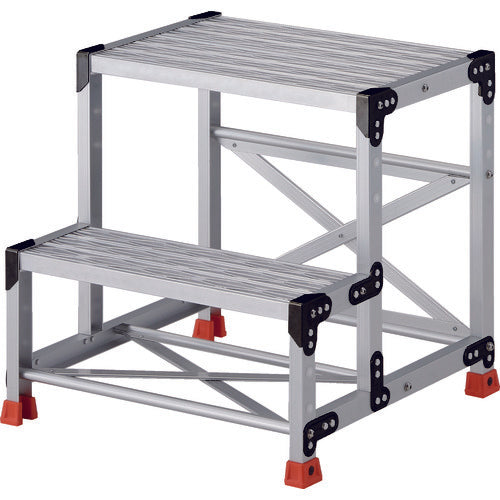 TRUSCO 作業用踏台 アルミ製・グレーチング仕様 SUS金具 2段 高さ0.6m 天板600×400 TSFGR-266 1 台