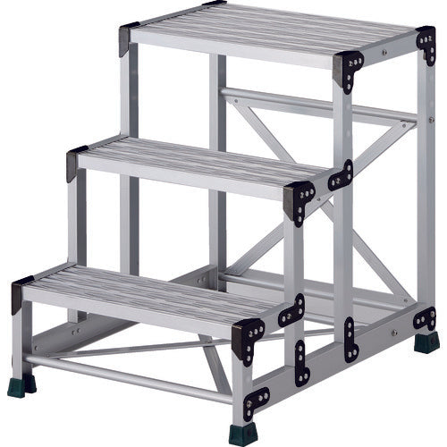 TRUSCO 作業用踏台 アルミ製・グレーチング仕様 SUS金具 3段 高さ0.75m 天板600×400 TSFGR-3675 1 台