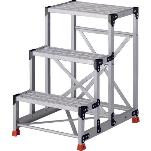 TRUSCO work platform, aluminum, grating specification, SUS metal fittings, 3 steps, height 0.9m, table top 600 x 400, TSFGR-369, 1 unit
