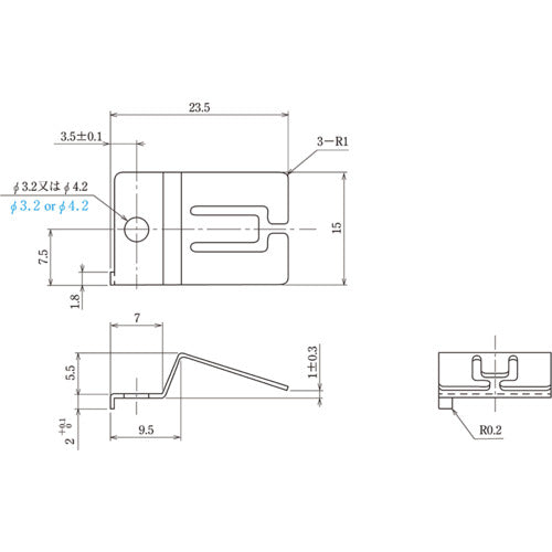 TRUSCO トランジスタクリップ15mm幅 取付穴径φ3.2(10個入り) T9051H-3.2 1 PK