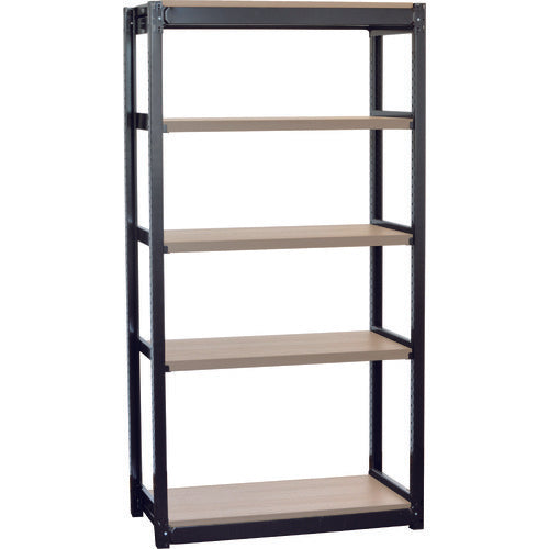 TRUSCO TSUG type steel lightweight boltless shelf, basic type, wooden shelf board beige oak, 5 shelves, height 1800mm, width 900mm, depth 300mm, TSUG100-63K5-BOBK, 1 unit