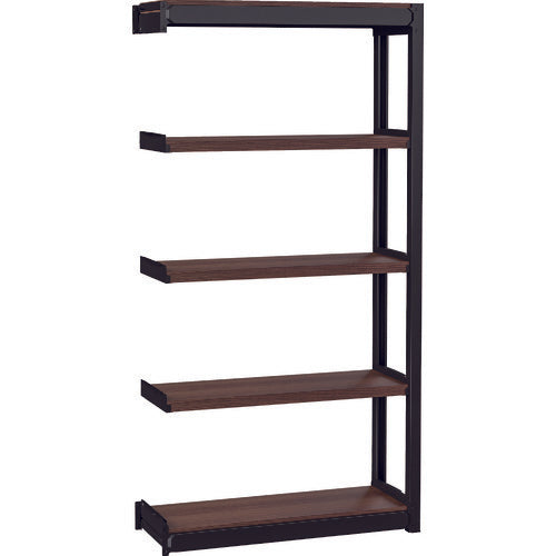 TRUSCO TSUG型スチール軽量ボルトレス棚 連結タイプ 木製棚板ウォールナット 5段仕様 高さ1800mm 間口900mm 奥行450mm TSUG100-63S5B-WNBK 1 台