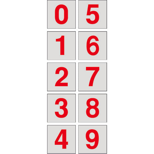 TRUSCO Number Stickers 100 x 100 "0-9" Consecutive Numbers Transparent Background/Red Letters 1 Sheet TSN-100-10-TMR 1 Set