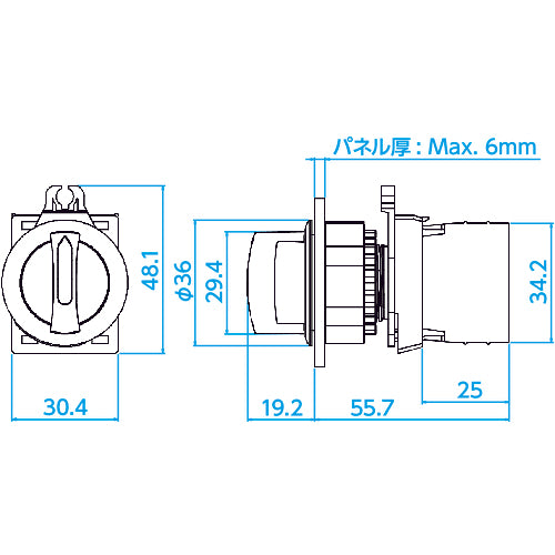 TRUSCO 【売切廃番】セレクタスイッチ Φ30 90°2ノッチ 1a−1b 白 30S-902-1A1B-W 1 個