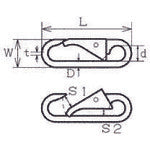 TRUSCO 스냅 훅 스테인리스제 CO형 선경 Φ6× 개구 10mm TSF-5CO 1개