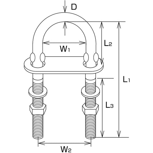 TRUSCO U-Bolt Stainless Steel 12mm (1pc = 1 bag) TUB-12 1pc