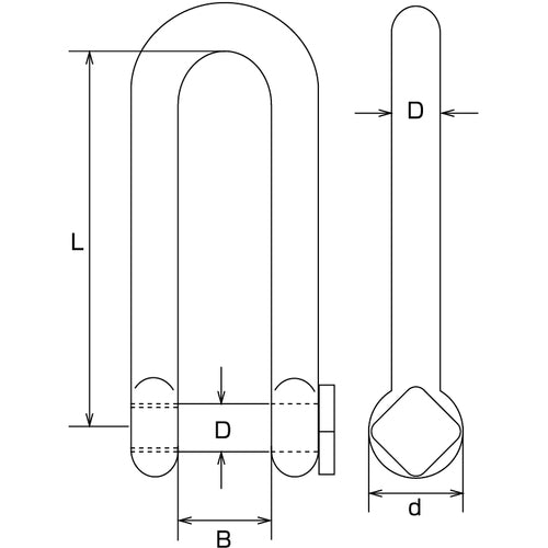 TRUSCO Long Square Head Shackle Stainless Steel D Dimension 10mm (1 piece = 1 bag) TLKS-10 1 piece