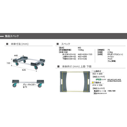 Dandy Container Trolley Multi Dolly 150kg MD 1 unit