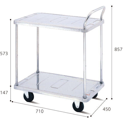 Dandy Stainless Steel Cart Dandy S Series Type SL 2-Tier Table Single Handle Type W710 x D450 SM-BT2 1 Unit