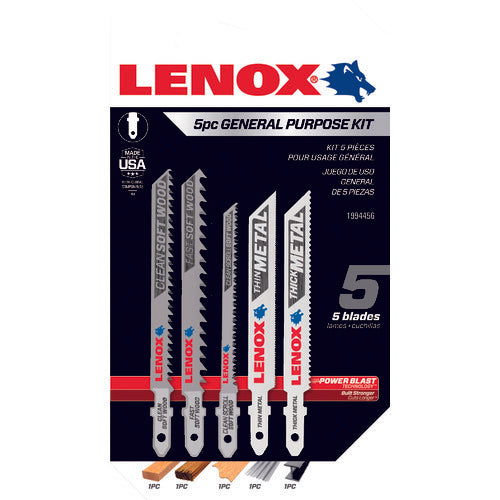 LENOX Jigsaw Replacement Blade Set Bimetal Jigsaw Multipurpose T-Shank 5-piece Set C450T, C416T, C320TS, B314T, B324T 1 each 1994456 1 S