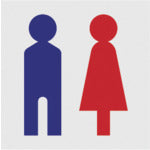 TRUSCO 마크 스티커 100×100 「화장실」마크 투명지 파랑/적색 문자 1장입 TSN-100-M3-TMB/R 1장