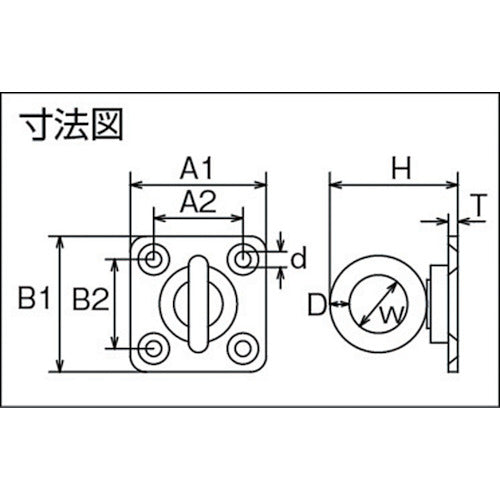 미즈모토 스테인리스 회전 아이 플레이트 40mm×40mm B-079 1개