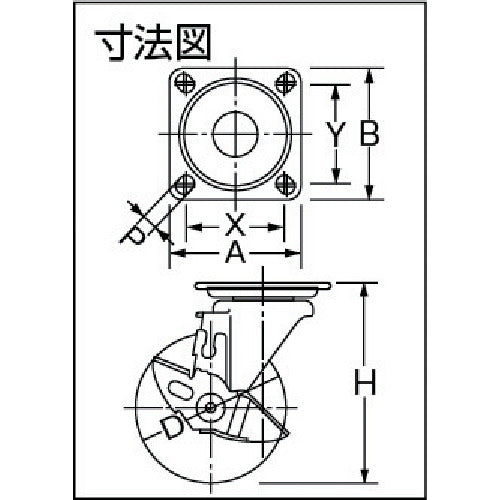 Hammer, silent swivel rubber wheel (nylon wheel, radial ball bearing), 100 mm, with stopper, 413BBS-FR100, 1 piece