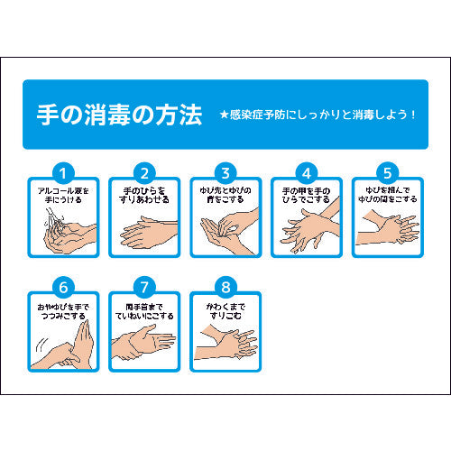 Green Cross TS-01S Hand Disinfection Method Sticker 225 x 300 6300004286 1 sheet