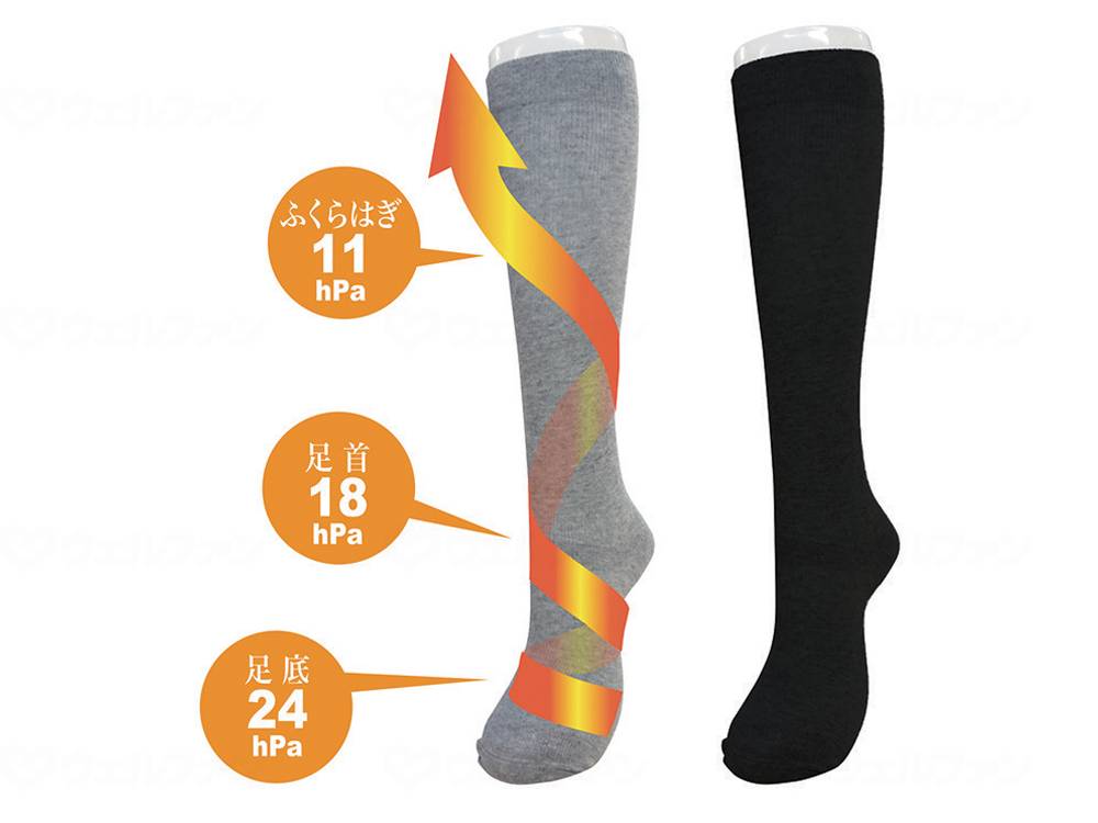 Okamoto Hakuraku Circulation Socks, Black, 25-27cm