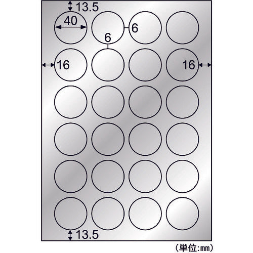 Hisago Outdoor Label Silver Film for Supplies A4 Round 24 Faces KLPS3019S 1 PK