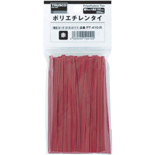 TRUSCO ポリエチレンタイ 幅4mm×長さ100mm 赤 (200本入) PT-410-R 1 袋