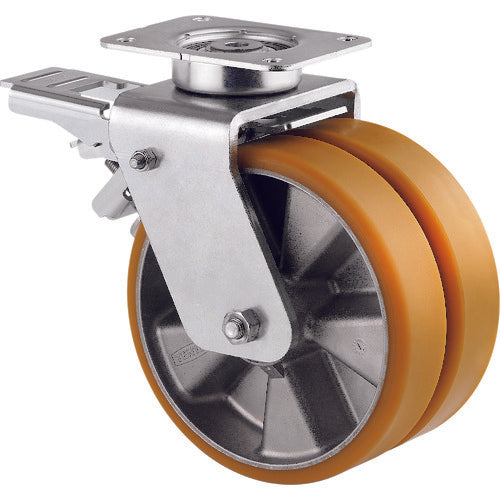 Tente Caster High-performance dual-wheel caster for heavy loads "DELTA TWIN" (polyurethane wheels, maintenance-free) φ200 Swivel (with total lock) 9942ITP200P63 CONVEX 1 pc