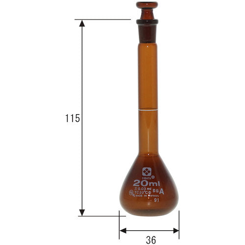 SIBATA Measuring Flask Super Grade Brown 20mL 020070-20 1 unit