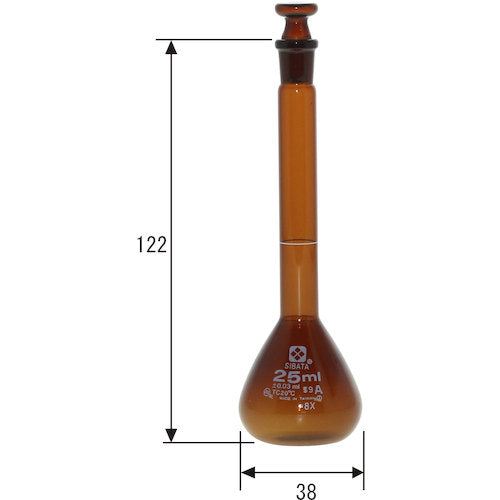 SIBATA Measuring Flask Super Grade Brown 25mL 020070-25 1 unit