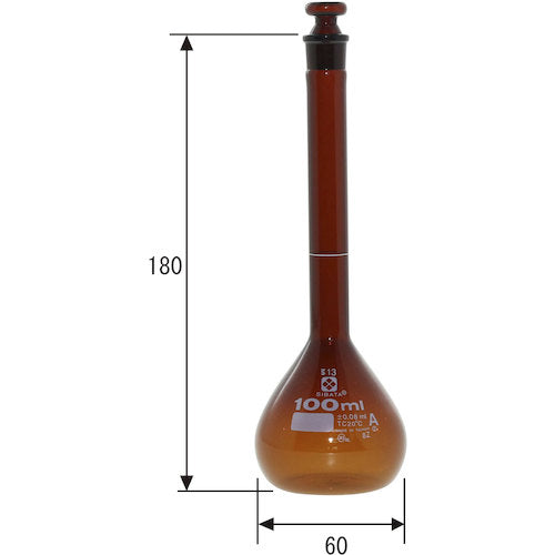 SIBATA Measuring Flask Super Grade Brown 100mL 020070-100 1 unit