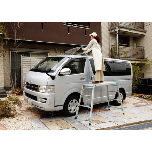 ハセガワ 脚部伸縮式アルミ足場台 65〜96cm 天板幅広タイプ DRSW-1000C 1 台