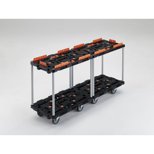 TRUSCO Interlocking Resin 2-Tier Cart Beetle 700X450 with 5 Swivel Wheels, Spill-Proof Set, Brazed Stopper, No Handle, BT720KJ5-E100T, 1 Unit