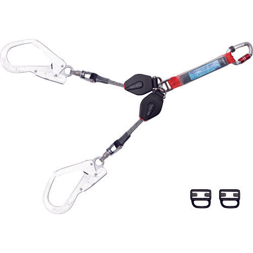 TSUYORON フルハーネス用ランヤード ツインランヤード ロック機構付き巻取式コルトリトラ THL-2-CR93SV-21KS-2R23-BP 1 本