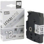 MAX 비팝 미니용 라미네이트 테이프 LM-L512BMK 강점착 무광택은×흑문자 12mm폭×8m권 LX90664 1개