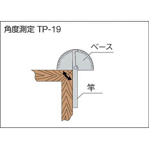 TRUSCO プロトラクター ステンレスシルバー仕上げ 竿全長204mm TP-19W 1 個