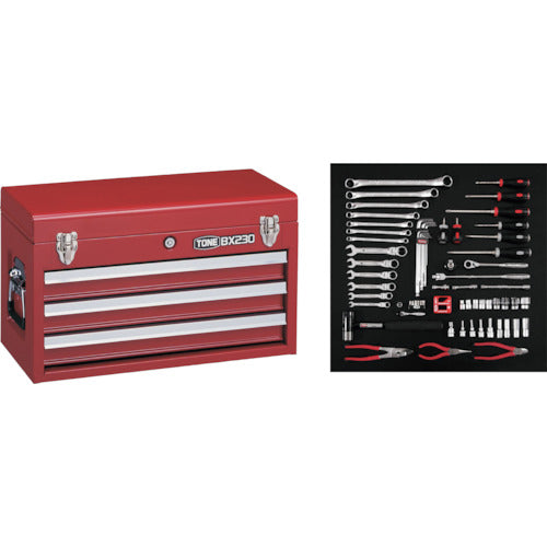 TONE 整備用工具セット ツールセット(レッド) 間口508×奥行232×高さ302mm 差込角9.5mm TSAT353 1 S