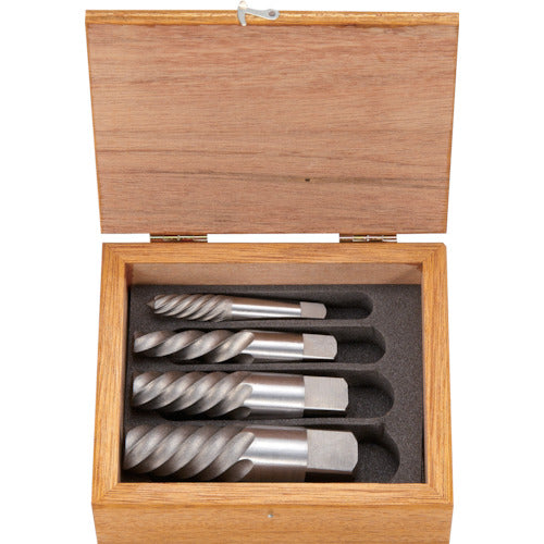 TRUSCO Extractor Set, Spiral Type, Set of 4, Wooden Box, EXS-1818 1 S