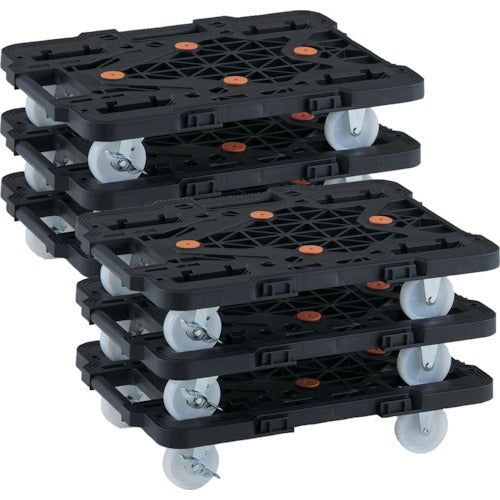 TRUSCO bulk purchase plastic platform cart articulated route van MPK-500NS-BK set of 6 MPK-500NS-BK-M6 1 S