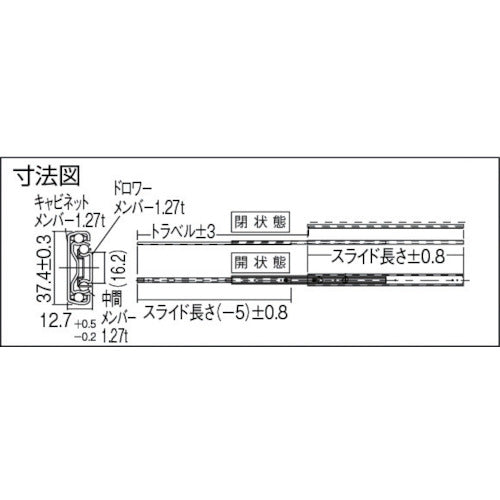 アキュライド ダブルスライドレール500mm C3271-50 1 本