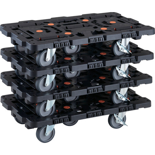 TRUSCO Bulk Purchase Interlocking Plastic Platform Cart Beetle 700X450 5 Swivel Wheels 2 Inside Wheels with Stoppers Set of 4 BT700J5S2-E100-M4 1 S