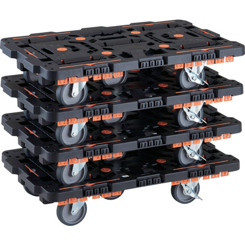 TRUSCCO 정리 매입 연결식 수지제 평대차 비틀 700X450 자재 5륜 내 2륜 스토퍼 부착 코볼레 고정 세트 부착 4대 세트 BT700KJ5S2-E100-M4 1 S